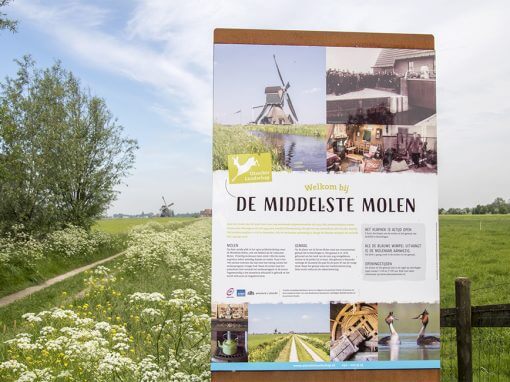 Informatiepaneel Utrechts Landschap monumentaal complex Cabauwse molen en gemaal.
