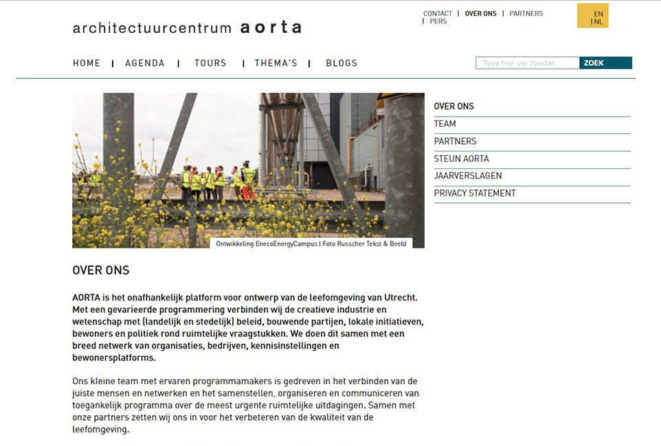 Website Aorta Architectuurcentrum