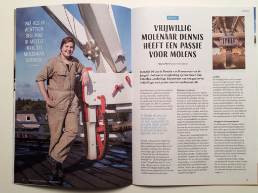 Publicatie magazine “Mijn Utrechts Landschap”. Portret vrijwillig molenaar in tekst en beeld.