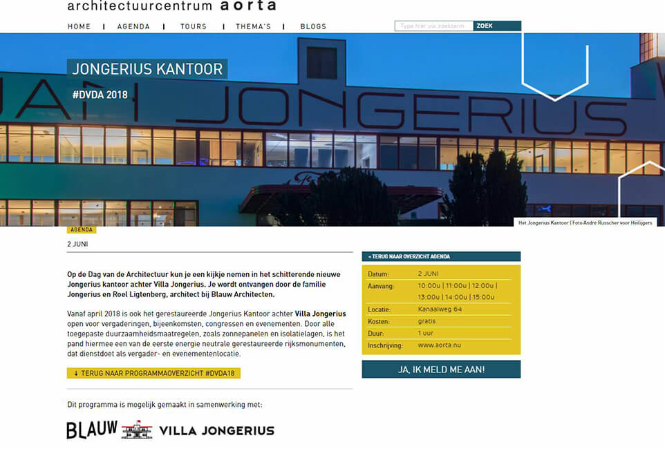Header website  ‘Dag van de Architectuur 2018’, Architectuurcentrum Aorta.