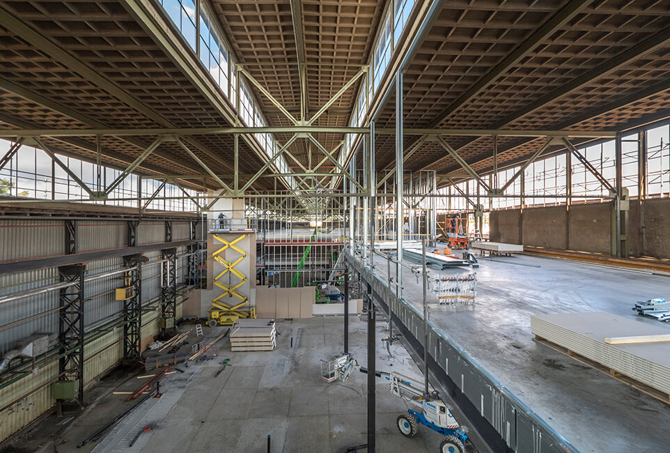 Werkspoorfabriek, fotografie transformatie werkzaamheden i.o.v. eigenaar / toekomstige huurder.