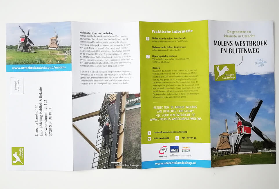 Fotografie folder molens Buitenweg en Westbroek i.o.v. Utrechts landschap