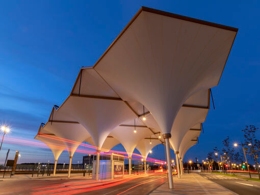 Busterminal Utrecht Leidsche Rijn by night.