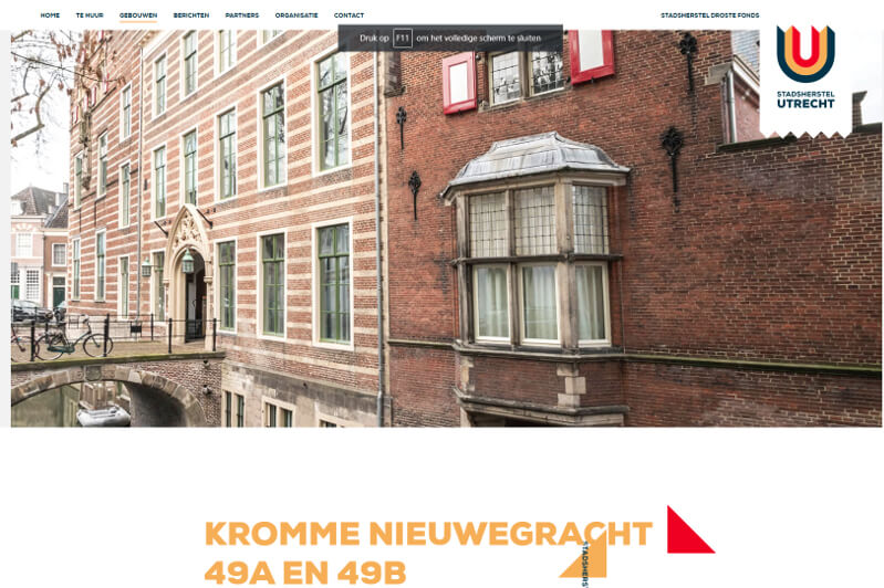 Fotografie voor website Utrechtse Maatschappij tot Stadsherstel (UMS), i.o.v. UMS