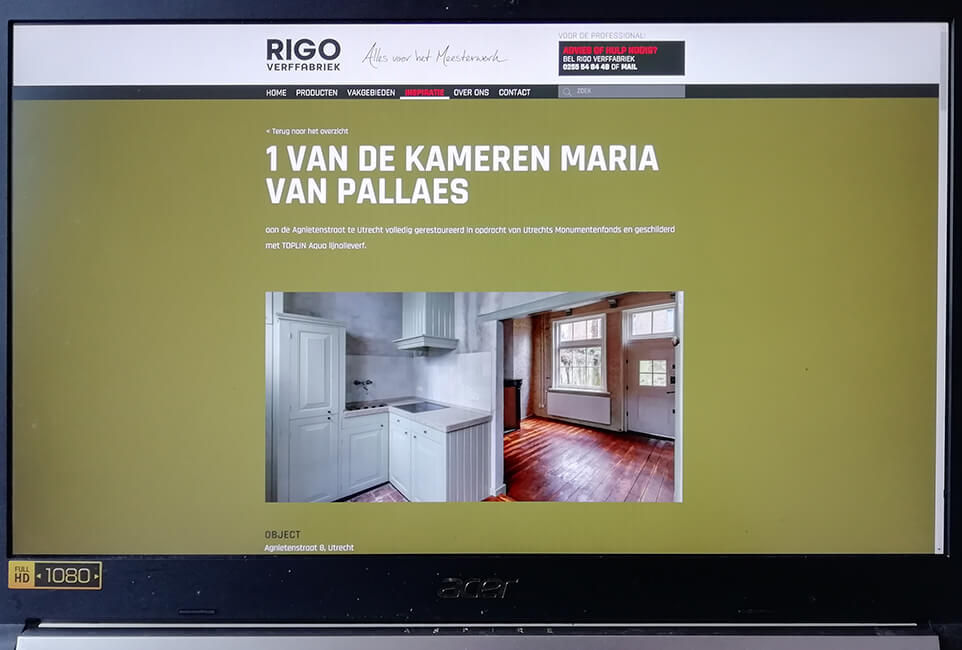 Publicatie op website verffabrikant Rigo