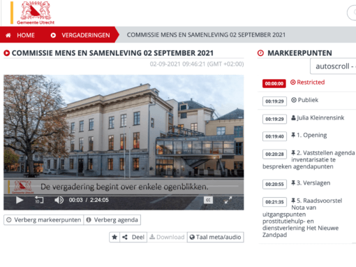 Pauzebeeld openbaar digitale toegankelijke raadsvergaderingen Gemeente Utrecht, i.o.v. Gemeente Utrecht