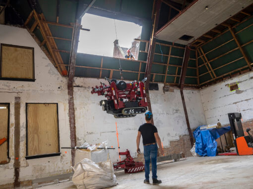 Takelwerkzaamheden restauratie herontwikkeling Slachtstraat Filmtheater i.o.v. het Utrechts Monumentenfonds