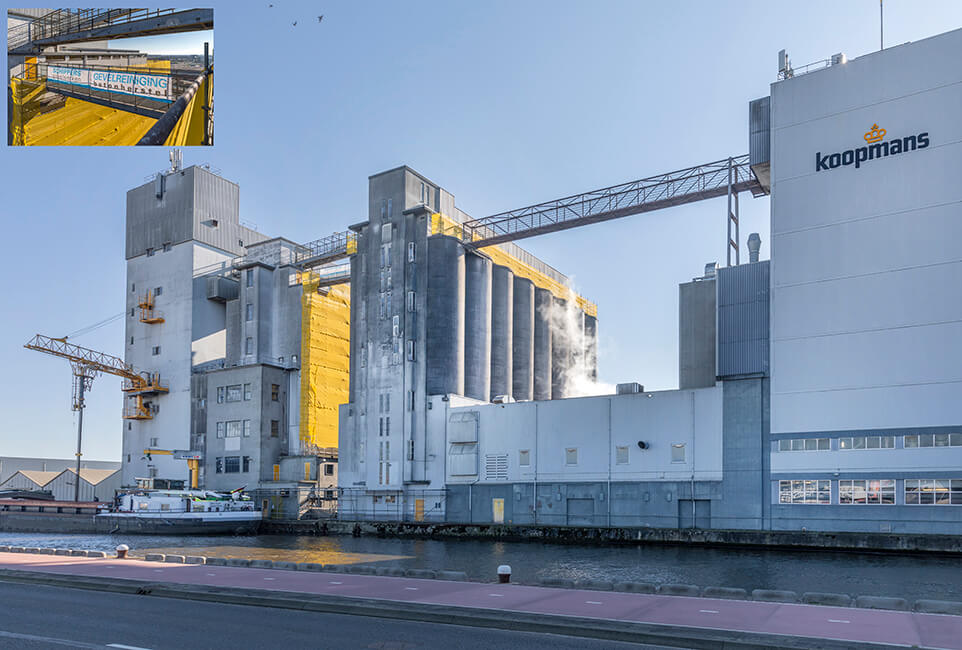 Werkzaamheden Koopmans Meelfabrieken, Leeuwarden, i.o.v. Schippers Gevelwerken.