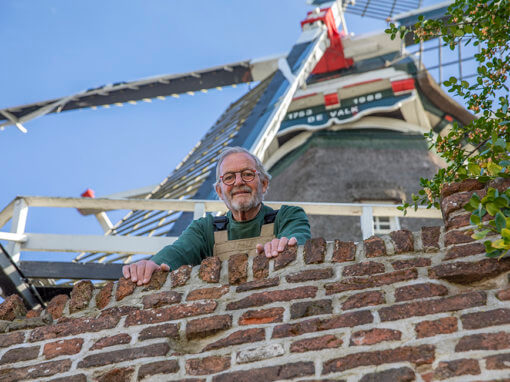 Portret vrijwillig molenaar van molen de Valk in Montfoort voor publicatie artikel in magazine ‘Mijn Utrechts landschap’, editie winter 2023, i.o.v. Stichting het Utrechts Landschap.