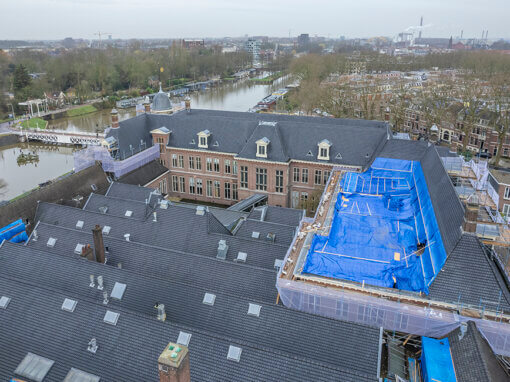 Dronefotografie restauratie en herontwikkeling Rijksmonument Muntgebouw i.o.v. Jurriëns.