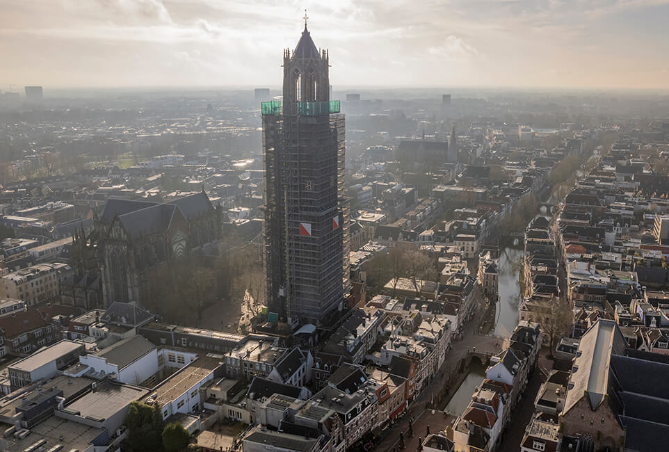 Restauratie Domtoren Utrecht met drone